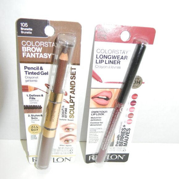 Revlon Colorstay Bundle (Lot of 2) Lip Liner Plum 665 and Brow Brunette 105 NEW - Picture 2 of 2